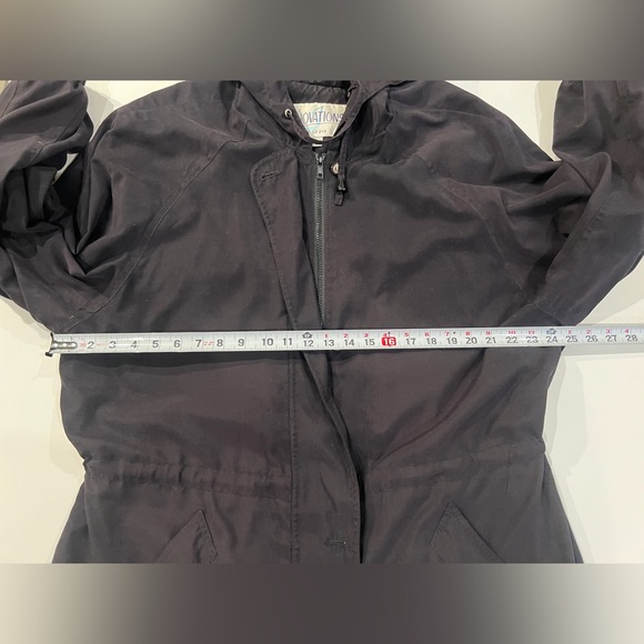 Vintage Utility Jacket Made in Egypt Black Hooded Pockets Cinched Waist Large - Picture 10 of 16